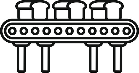 Poster - freshly baked bread loafs on automated production line in food processing plant