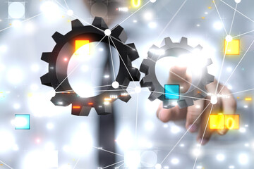 Poster - gear Technology background. Big data concept
