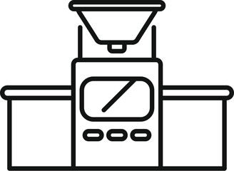 Poster - line drawing of an industrial conveyor belt system sorting packages in a warehouse