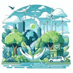 Wall Mural - This vector image shows the importance of the environment.

