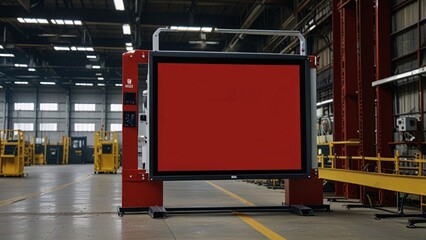 blank monitor sign factory industry red machine working add text image template