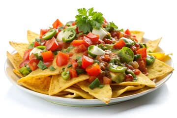 Tasty nachos set, isolated on white