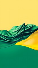 Poster - Abstract green fabric draped over a yellow and green background.