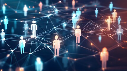 Poster - Abstract network of glowing people connected by lines.