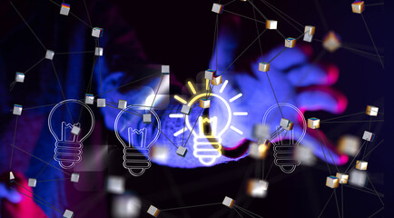 Aufkleber - Neural network 3D illustration. Big data and cybersecurity
