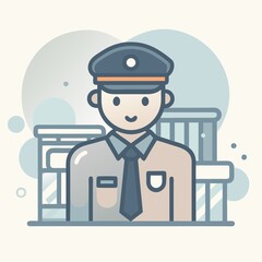 The icon. The character of the profession is a security. Flat colors.