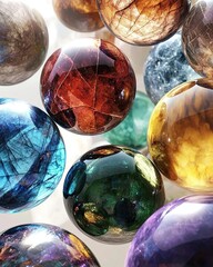 Aufkleber - Planets Crafted From Colorful Gemstones Arranged in a Vibrant Display