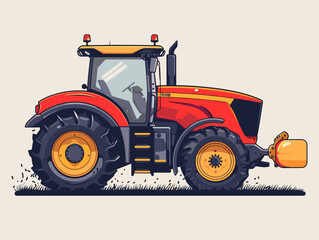 Wall Mural - Tractor on the field. Vector illustration in a flat style