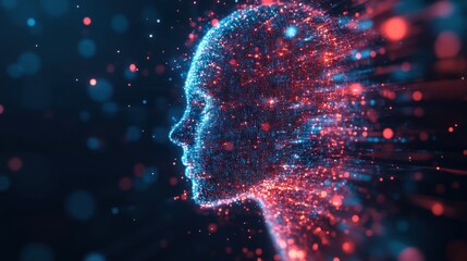 Poster - Digital Portrait of a Person Made of Particles