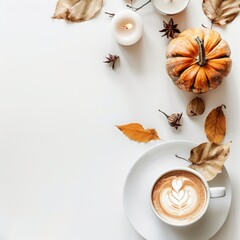 Wall Mural - cup of coffee on autumn background.