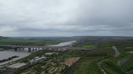 Wall Mural - Aerial View of Strood Town of Rochester, Kent, England United Kingdom. April 20th, 2024