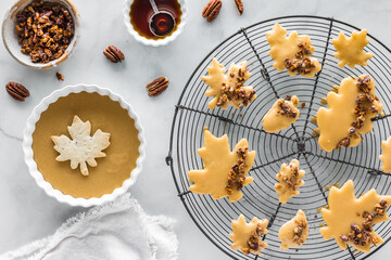 Wall Mural - Maple pecan shortbread cookies with maple glaze and candied pecans.