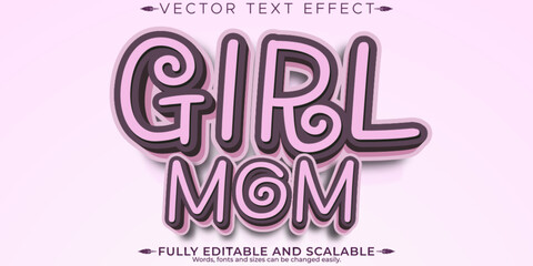 Wall Mural - Girl editable text effect, editable mother and family text style