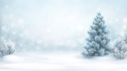 Poster - A snow covered christmas tree with a white background, AI