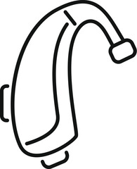 Poster - Simple lineart style icon of a hearing aid device improving hearing for people with hearing loss