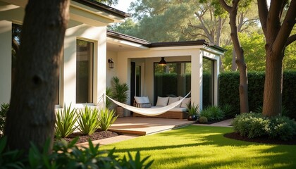 Detached house with a hammock and spacious green garden.