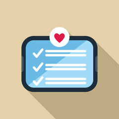Poster - Smartphone is displaying a completed checklist with a heart icon, symbolizing the successful completion of tasks with love, care, and attention