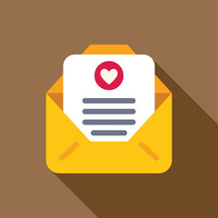 Poster - open yellow envelope is laying flat with a love letter inside marked with a heart