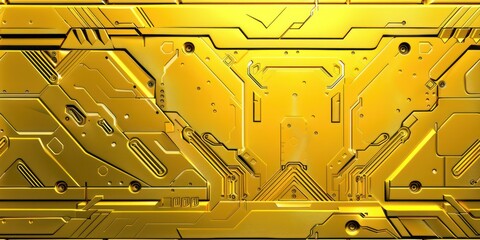 yellow cyberpunk metal plate with futuristic line