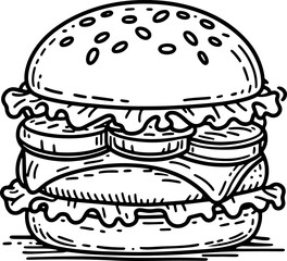 Sticker - hamburger on white background