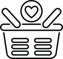 Poster - Shopping basket with a heart representing online shopping and purchases made with love