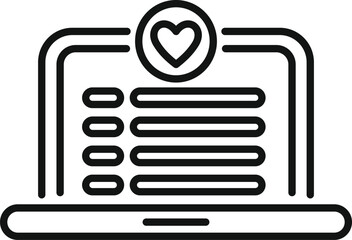 Poster - Simple icon of a laptop displaying an online dating app with a heart symbol, representing finding love online