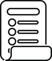 Poster - black outline icon of a survey form being filled out by checking boxes