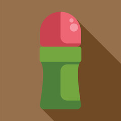 Canvas Print - Green and pink deodorant stick casting long shadow on brown background, simple flat design of hygiene product