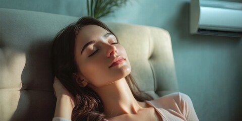 Serene Sleep: Woman in repose with eyes closed