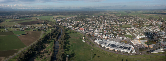 Wall Mural - aerial view of the town of singleton and the hunter river in the hunter valley area of new south wal
