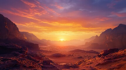 Wall Mural - Sunset over Desert Mountains.