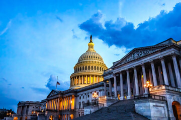 Canvas Print - US Capitol Noth Side Illuminated Washington DC