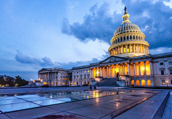 Wall Mural - US Capitol Noth Side Illuminated Reflection Washington DC