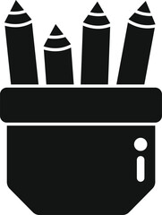 Poster - black simple vector icon of a pencil holder with pencils
