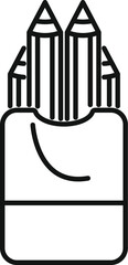 Poster - line drawing of a case of pencils with two pencils pointing up being pulled out