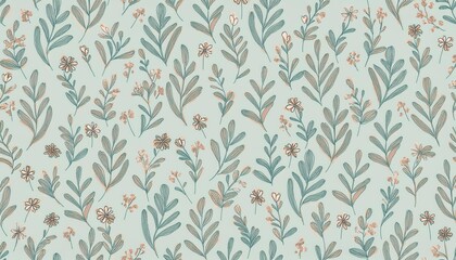  Seamless floral pattern, delicate abstract nature ornament for wallpaper, fashion textile print background. pastel colors botanical design. Generative Image