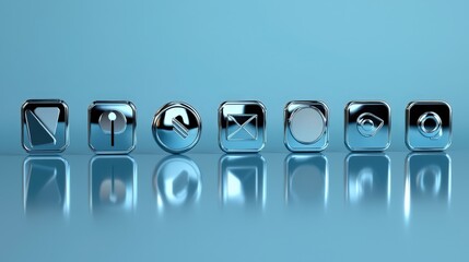 Poster - chrome app icons on blue background.