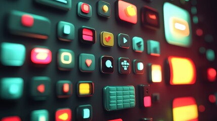 Poster - Abstract Social Media Icon Wall.