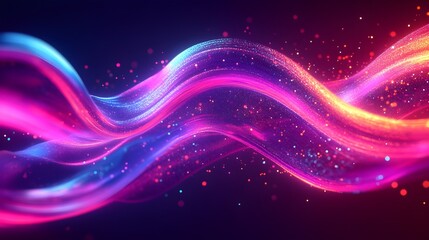 Poster - Abstract Purple Pink Blue Glow Wave Background