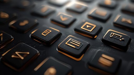 Poster - Abstract Black and Gold Keyboard Closeup.