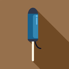 Poster - Blue modern electronic cigarette device with long shadow icon in flat style