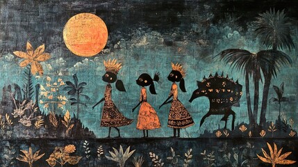 Wall Mural - Timeless Sundanese folk art featuring authentic vintage patterns and motifs image