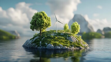 Poster - renewable energy reduces greenhouse gas emissions for sustainable environment