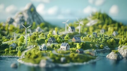 Poster - abundant and inexhaustible renewable energy sources 3d rendering