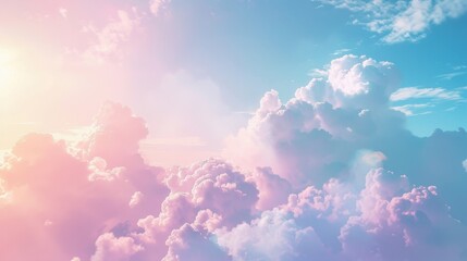 Wall Mural - a peaceful morning sky with pastel-colored clouds gently drifting above.