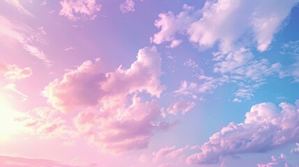 Wall Mural - a peaceful morning sky with pastel-colored clouds gently drifting above.