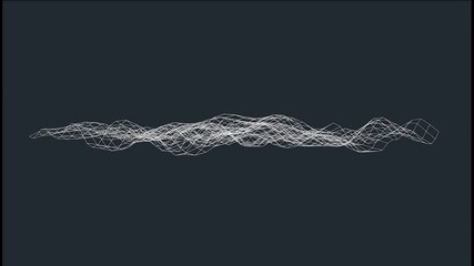 Poster - Looping animation of a white mesh structure forming wave patterns on a dark blue background.