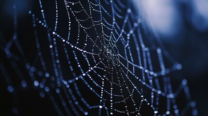 Wall Mural - close-up of spider web with water droplets