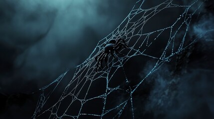 Wall Mural - halloween spider web dark scary