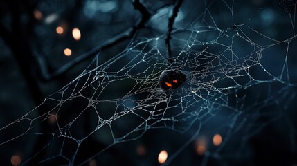 Wall Mural - halloween spider web dark scary